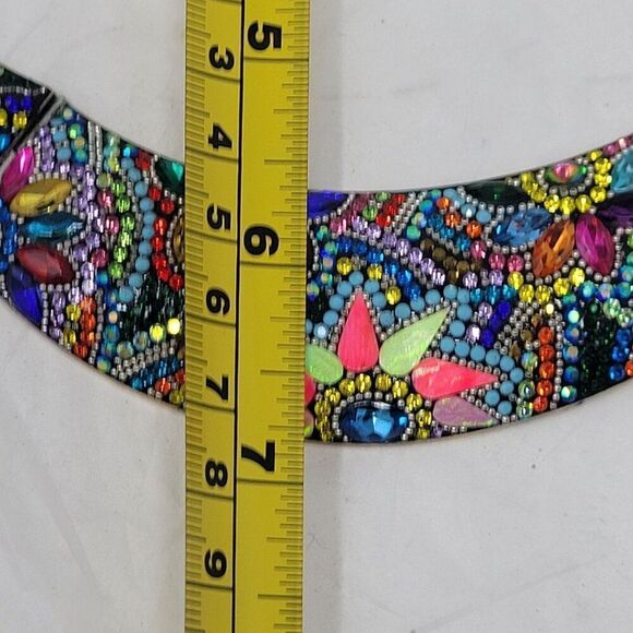 Artisan 925 Sterling Silver Multicolor Micro Mosaic Choker Necklace Earring Set - Picture 4 of 16